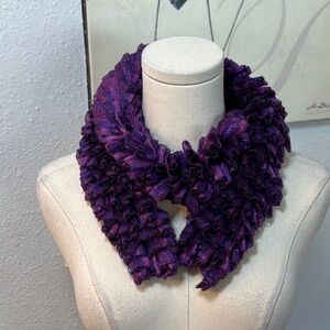Elegant Purple Ruffled Knit Scarf